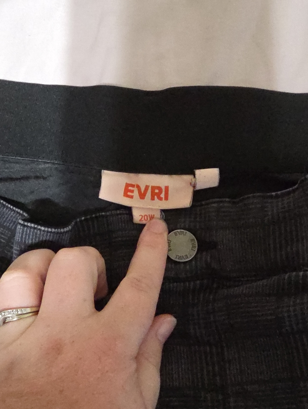 EVRI Black Pinstripe Trousers with Subtle Texture